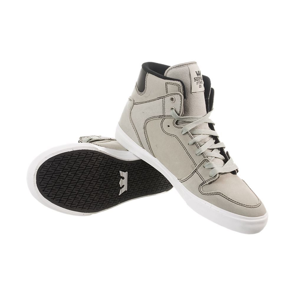 Baskets Montantes Supra Vaider Grise Grey Suede/Canvas Homme | KDD-60018823